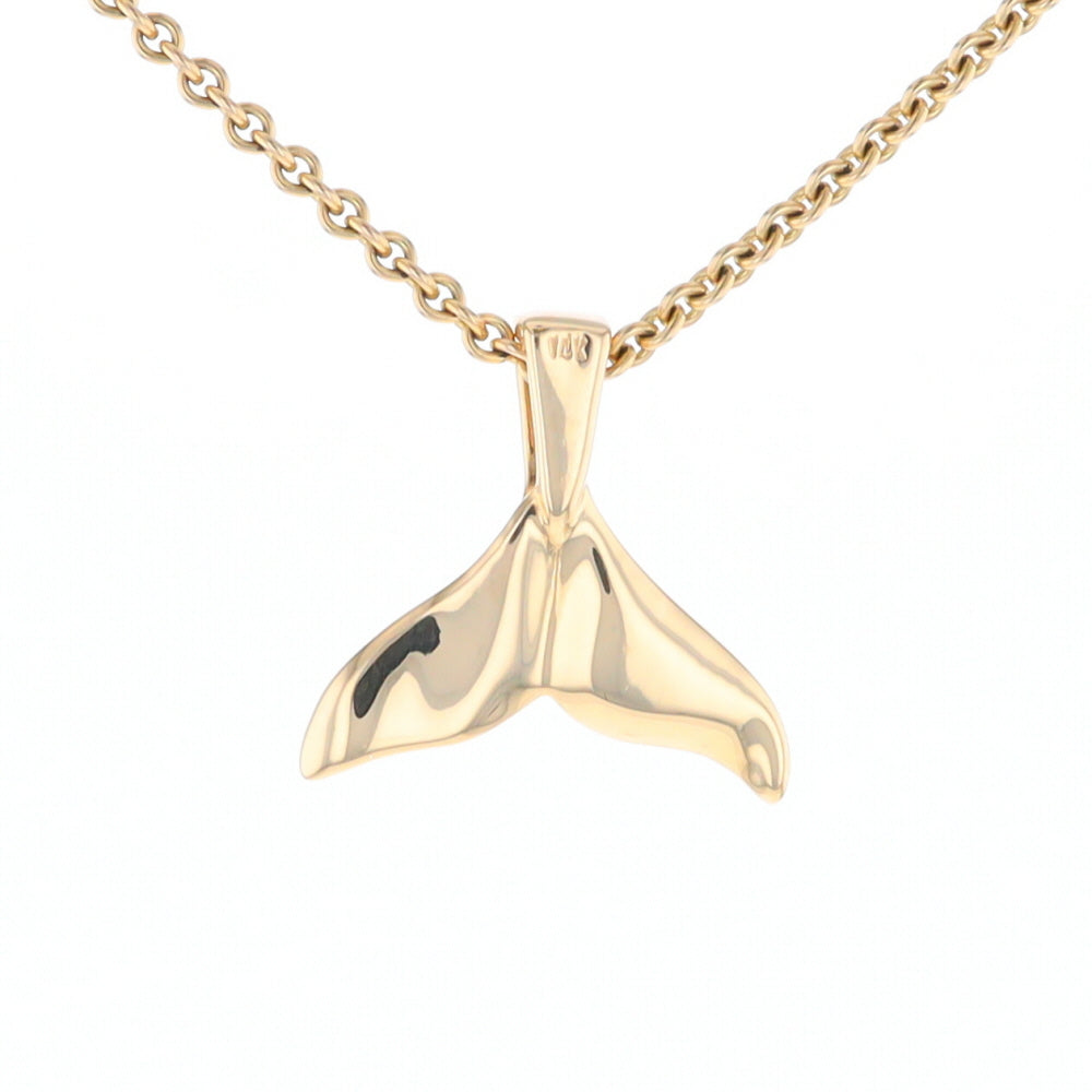 Whale Tail Gold Quartz Single Sided Inlaid Sea Life Pendant