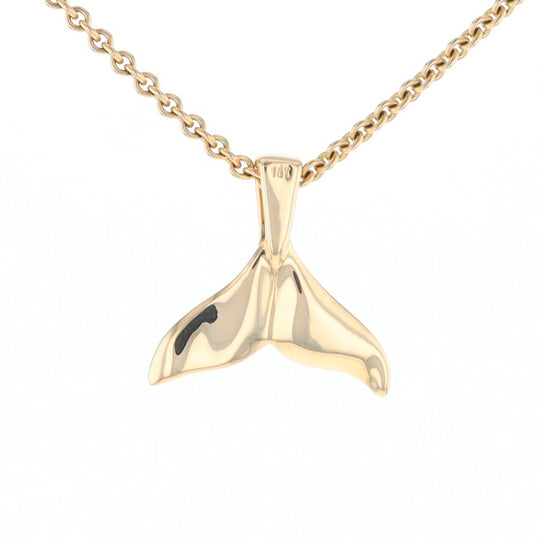 Whale Tail Gold Quartz Single Sided Inlaid Sea Life Pendant