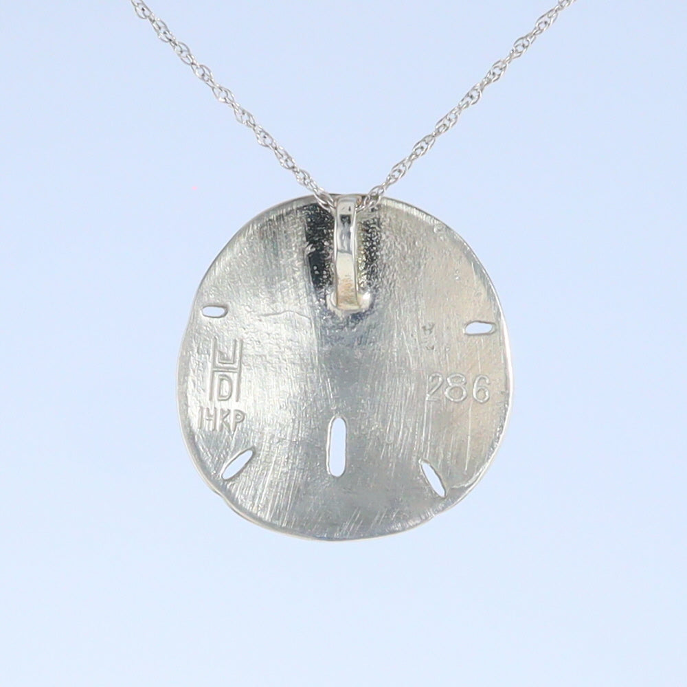 Opal Pendant Inlaid Realistic Sand Dollar Sea Life Design