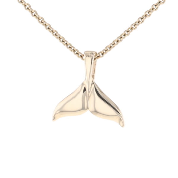 Whale Tail Gold Quartz Double Sided Inlaid Sea Life Pendant