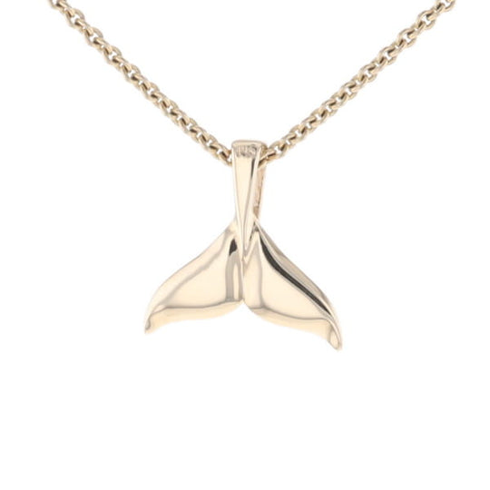 Whale Tail Gold Quartz Double Sided Inlaid Sea Life Pendant