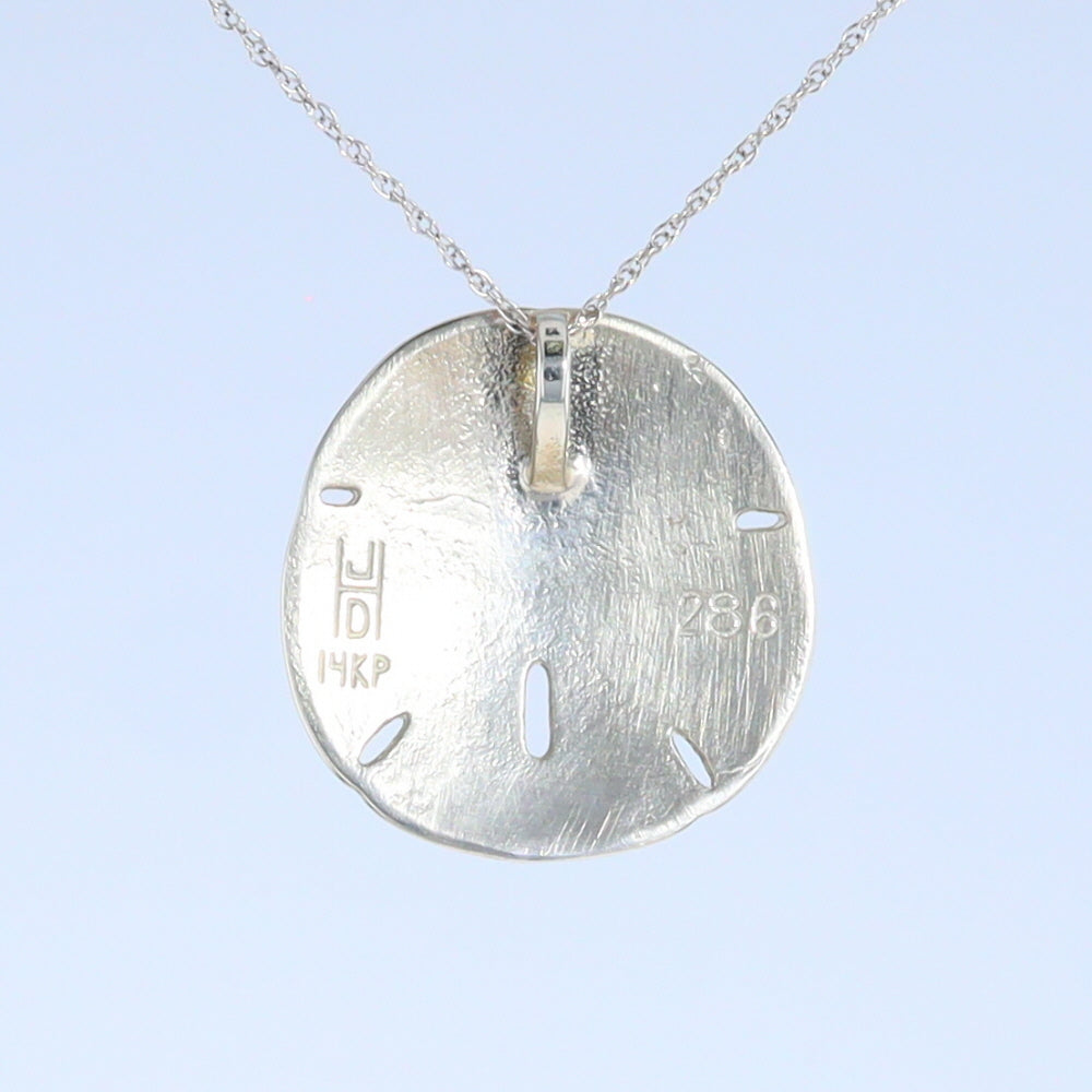 Opal Pendant Inlaid Realistic Sand Dollar Sea Life Design