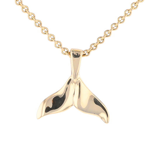 Whale Tail Pendant 14kt Gold High Polish Realistically Designed