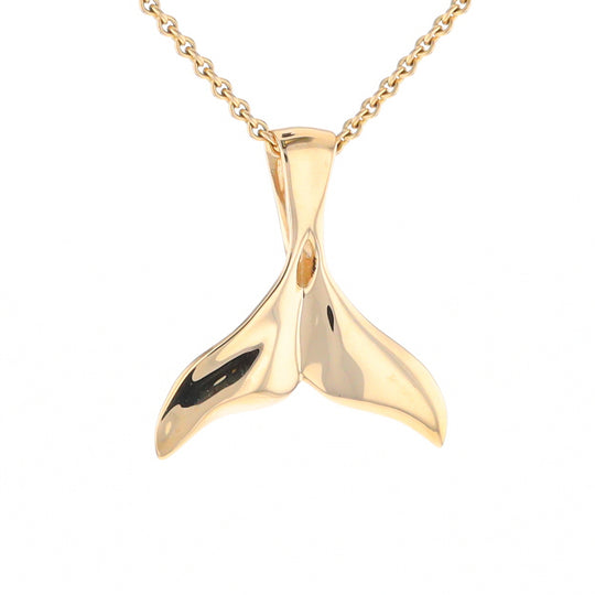 Whale Tail Gold Quartz Single Sided Inlaid Sea Life Pendant