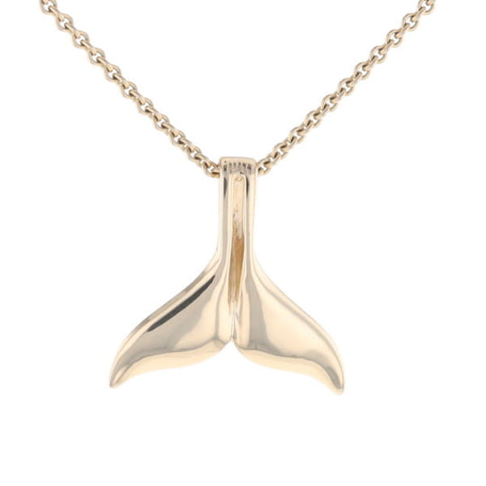 Whale Tail Necklaces Natural Gold Quartz Double Sided Inlaid Pendant