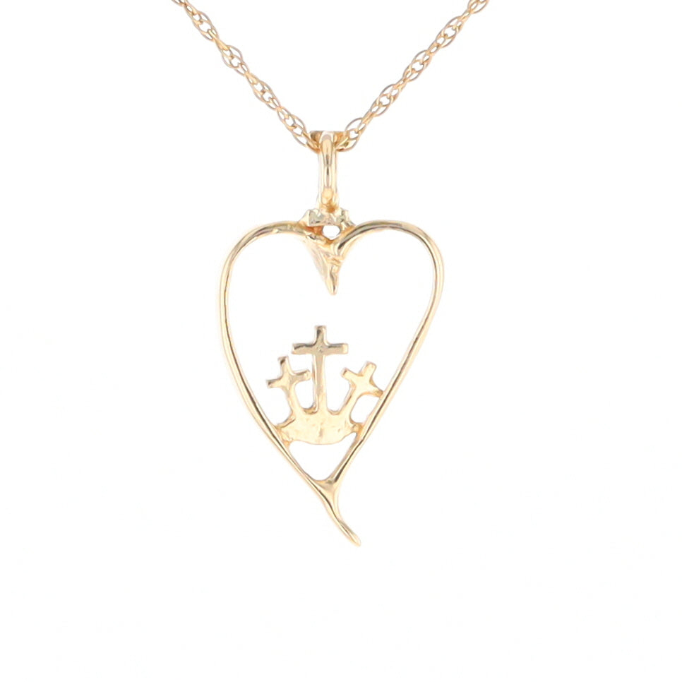 Gold Heart Triple Cross Pendant
