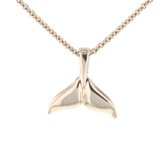 Whale Tail Gold Quartz Double Sided Inlaid Sea Life Pendant