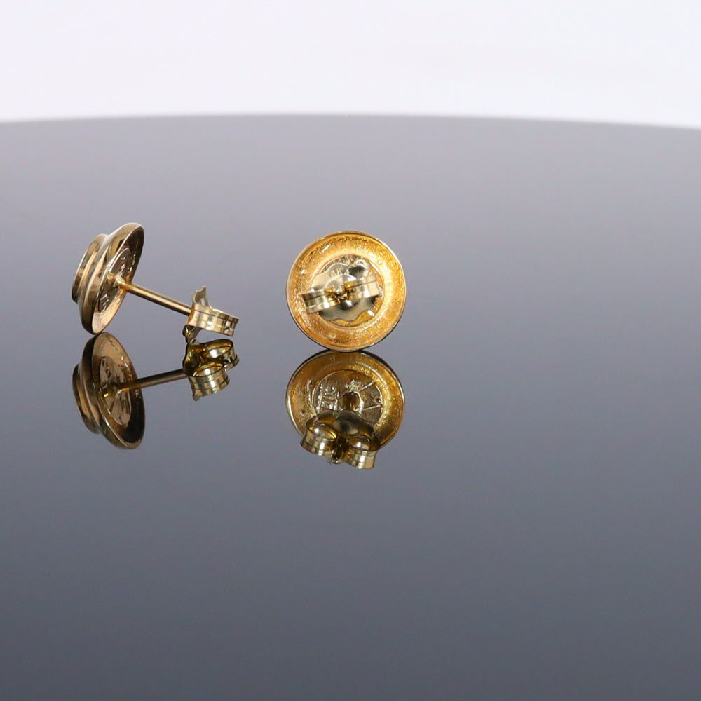 Opal Earrings Round Inlaid Design Studs