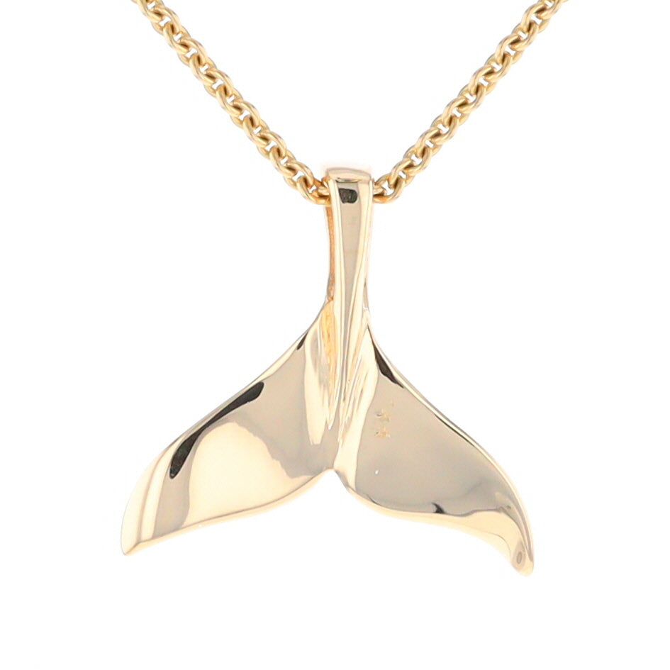 Whale Tail Pendant 14Kt Gold High Polish Realistically Designed