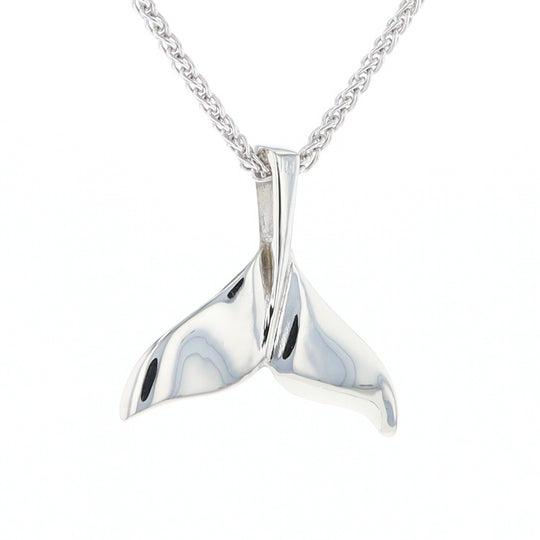 Whale Tail Natural Nuggets Inlaid Sea Life Medium White Gold Pendant