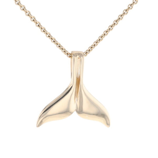 Whale Tail Necklaces Natural Gold Quartz Double Sided Inlaid Pendant