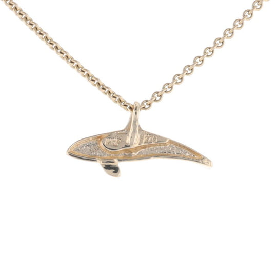 Gold Quartz Necklace Orca Killer Whale Inlaid Sea Life Pendant