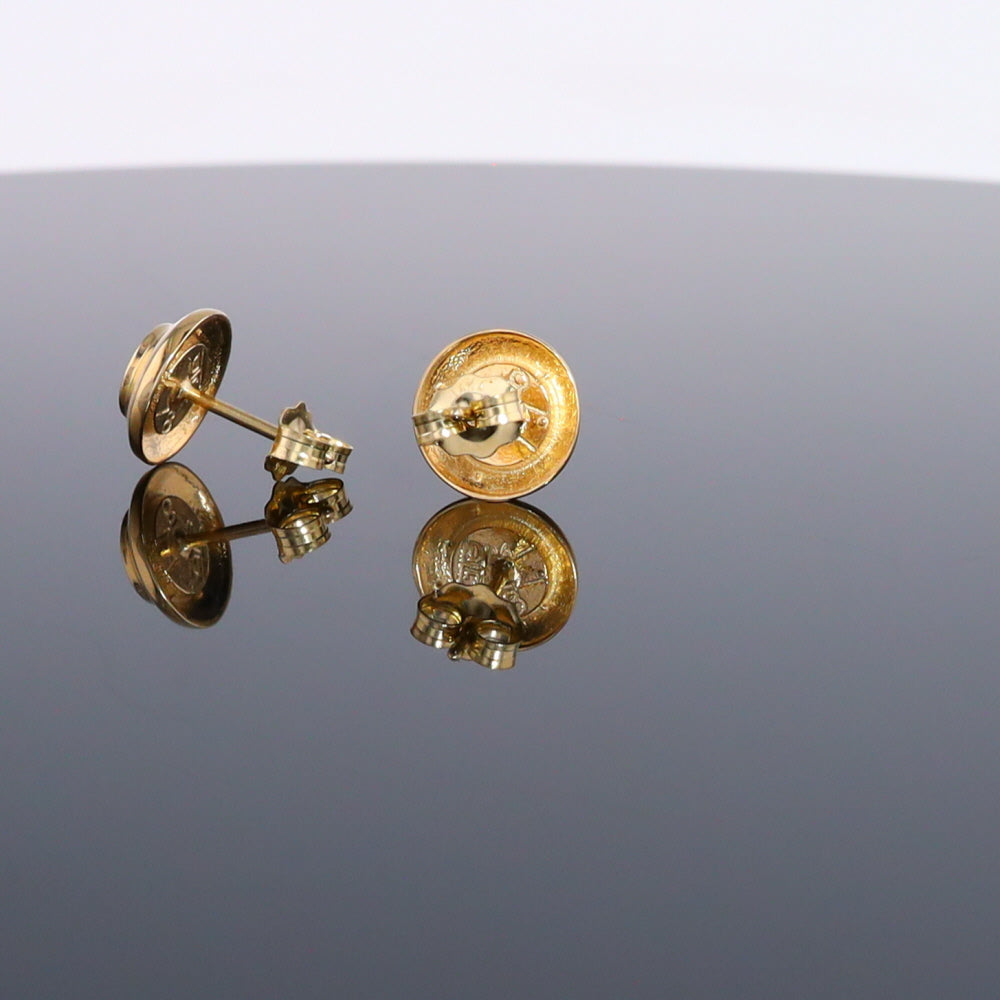 Opal Earrings Round Inlaid Design Studs