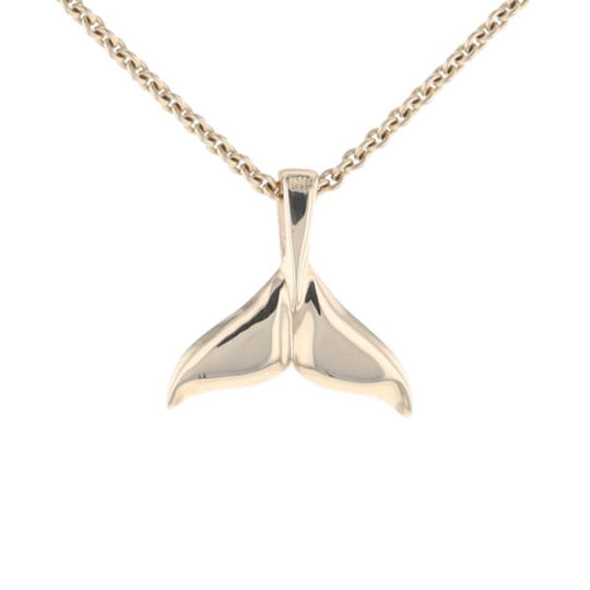 Whale Tail Gold Quartz Double Sided Inlaid Sea Life Pendant