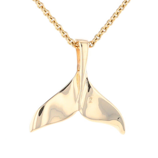 Whale Tail Pendant 14Kt Gold High Polish Realistically Designed