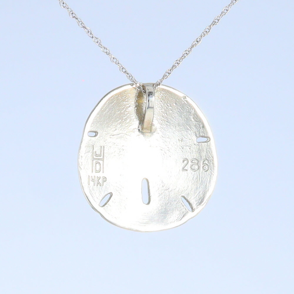 Opal Pendant Inlaid Realistic Sand Dollar Sea Life Design