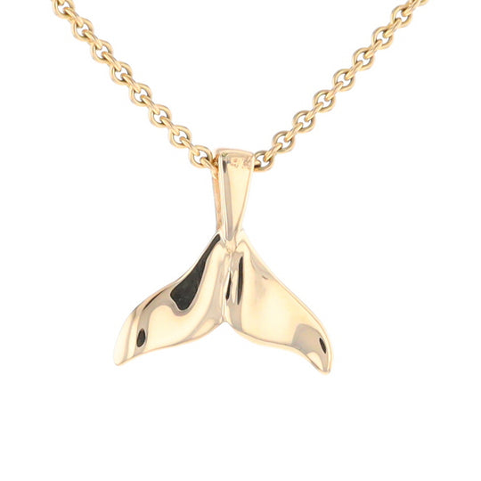 Whale Tail Pendant 14kt Gold High Polish Realistically Designed