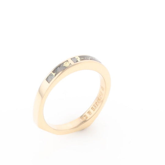 Gold Quartz Ring 3 Rectangle Section Inlaid Band