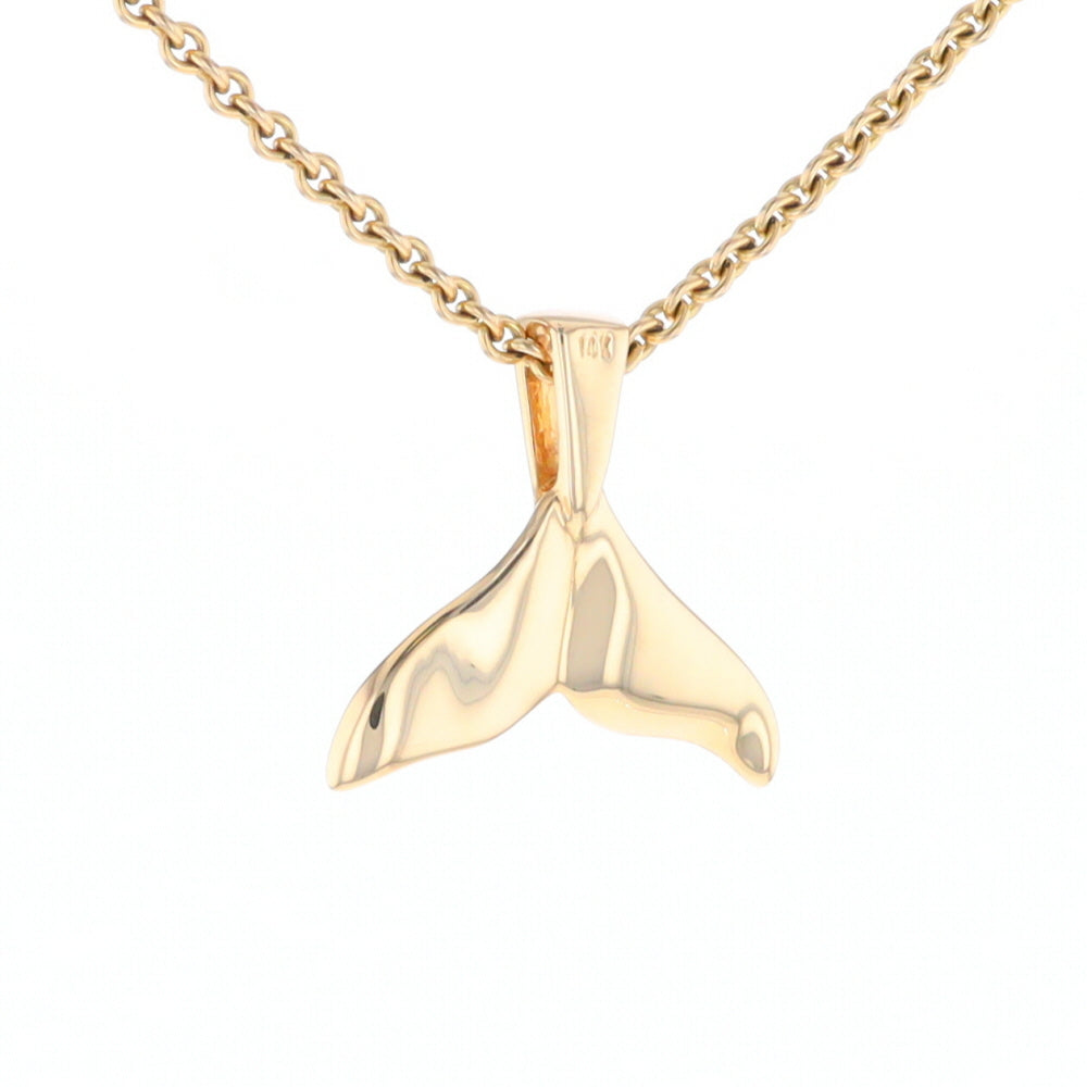 Whale Tail Gold Quartz Single Sided Inlaid Sea Life Pendant