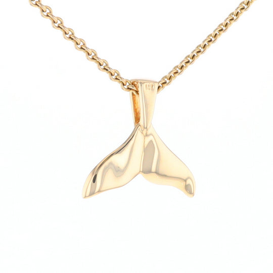 Whale Tail Gold Quartz Single Sided Inlaid Sea Life Pendant