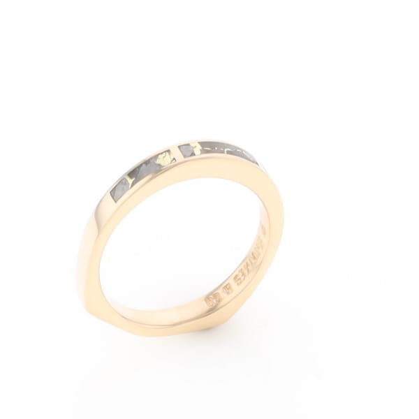Gold Quartz Ring 3 Rectangle Section Inlaid Band
