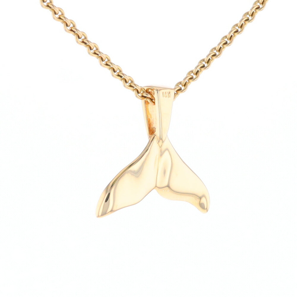 Whale Tail Gold Quartz Single Sided Inlaid Sea Life Pendant