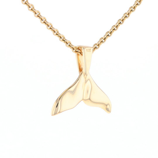Whale Tail Gold Quartz Single Sided Inlaid Sea Life Pendant