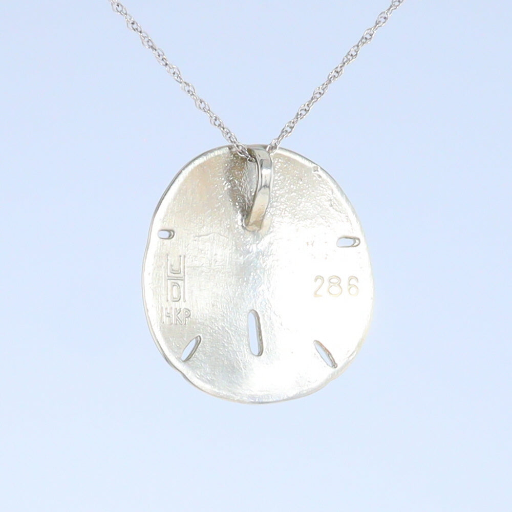 Opal Pendant Inlaid Realistic Sand Dollar Sea Life Design