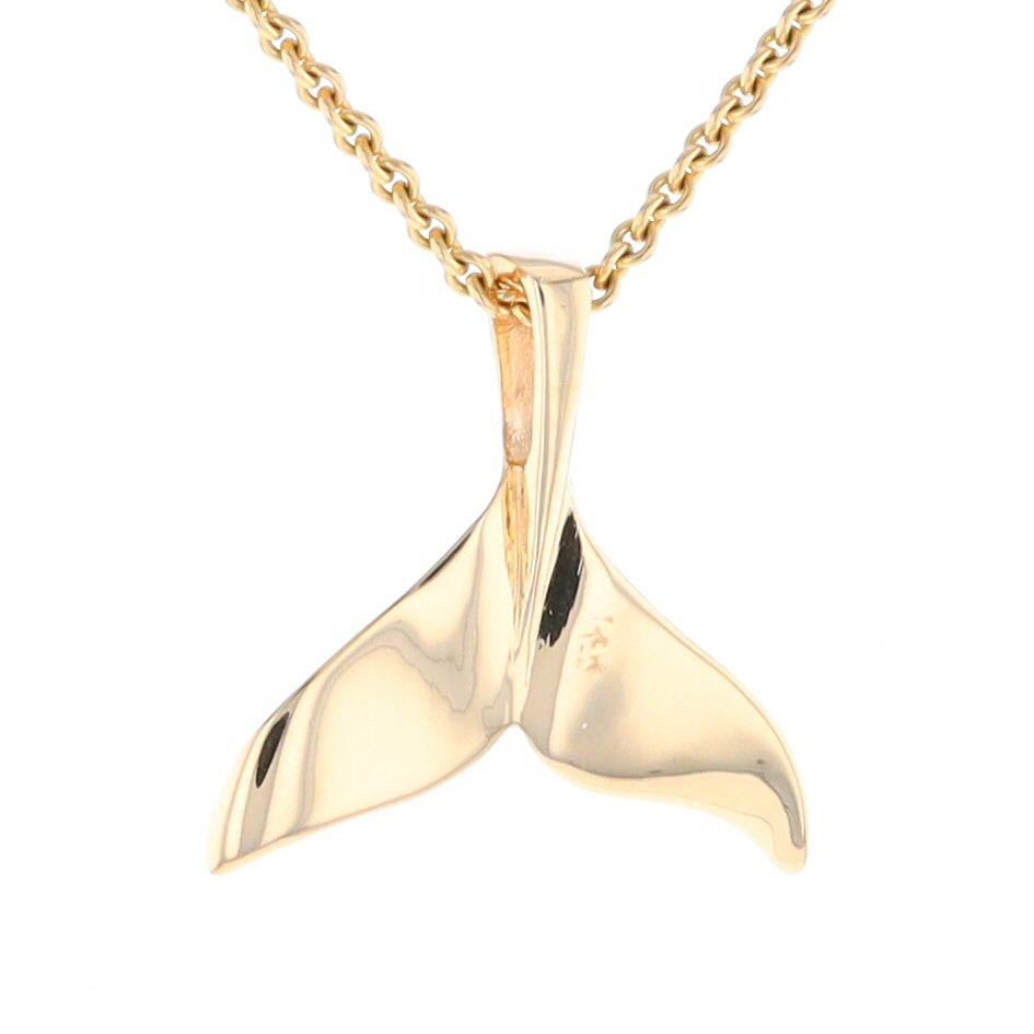 Whale Tail Pendant 14Kt Gold High Polish Realistically Designed