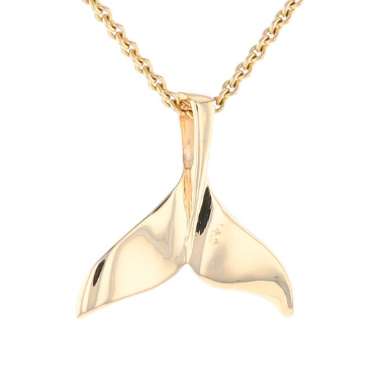 Whale Tail Pendant 14Kt Gold High Polish Realistically Designed
