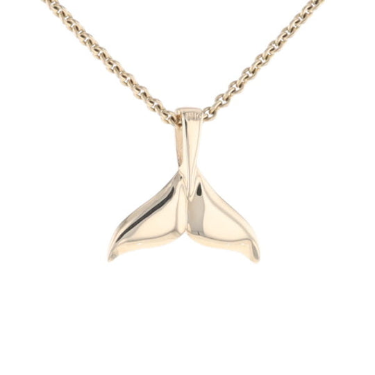 Whale Tail Gold Quartz Double Sided Inlaid Sea Life Pendant