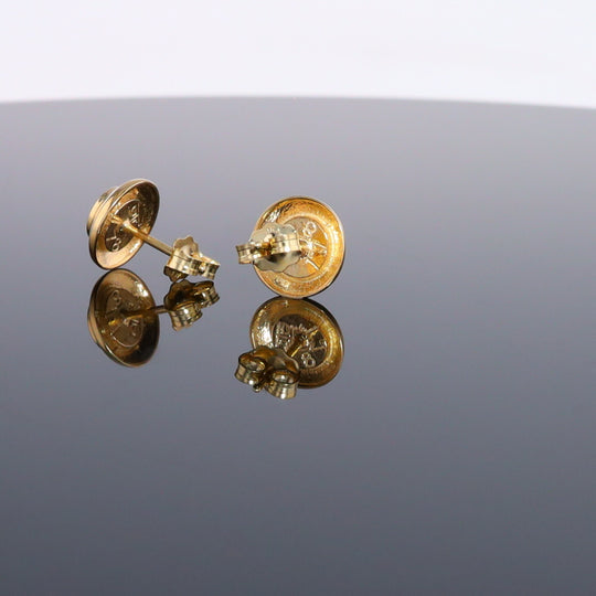 Opal Earrings Round Inlaid Design Studs