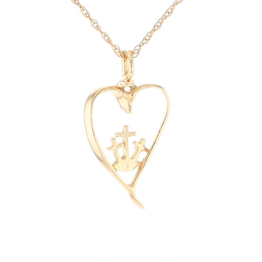 Gold Heart Triple Cross Pendant