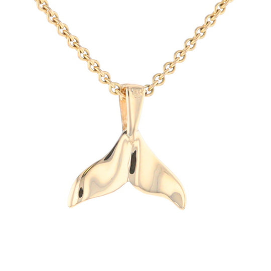 Whale Tail Pendant 14kt Gold High Polish Realistically Designed