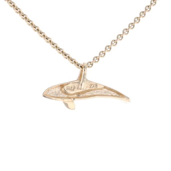 Gold Quartz Necklace Orca Killer Whale Inlaid Sea Life Pendant