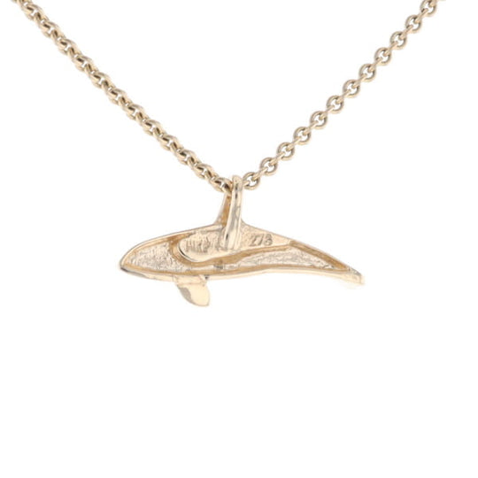 Gold Quartz Necklace Orca Killer Whale Inlaid Sea Life Pendant