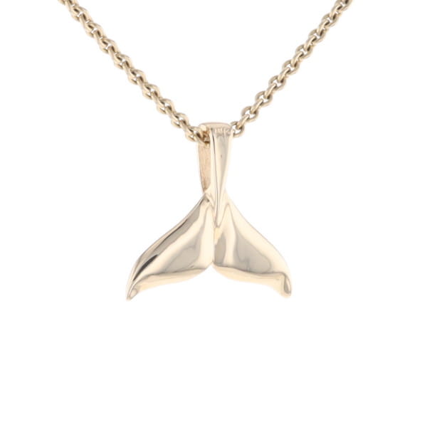 Whale Tail Gold Quartz Double Sided Inlaid Sea Life Pendant