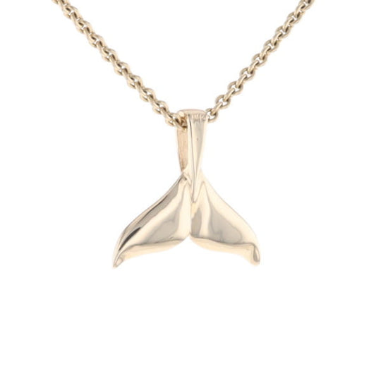 Whale Tail Gold Quartz Double Sided Inlaid Sea Life Pendant