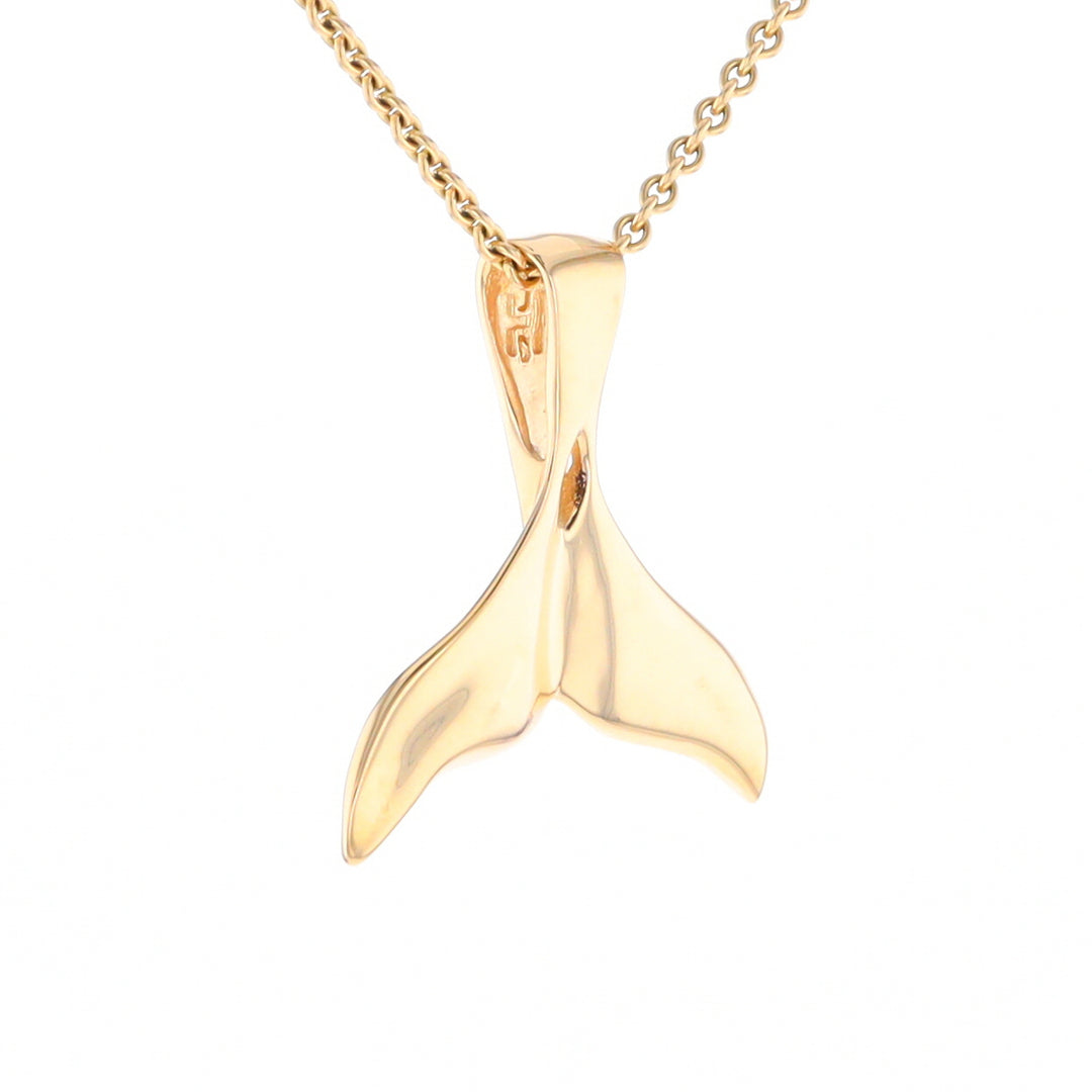 Whale Tail Gold Quartz Single Sided Inlaid Sea Life Pendant