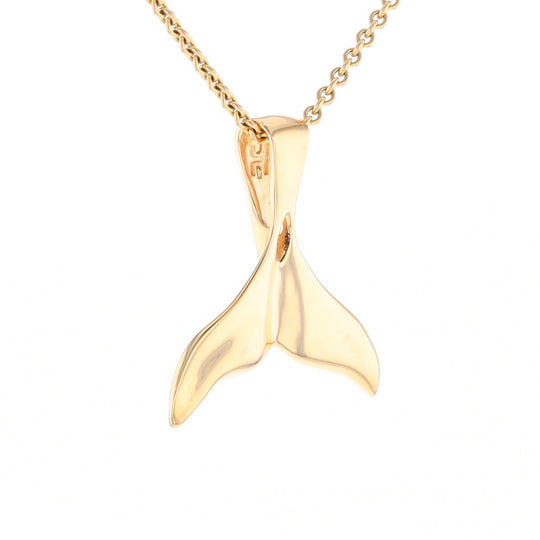 Whale Tail Gold Quartz Single Sided Inlaid Sea Life Pendant