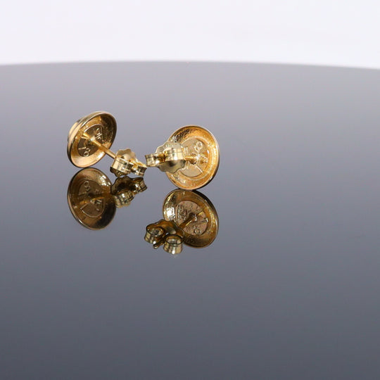 Opal Earrings Round Inlaid Design Studs