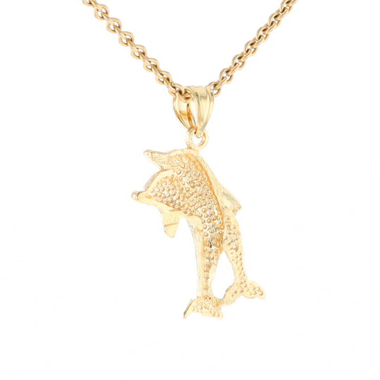 Textured Double Dolphin Pendant