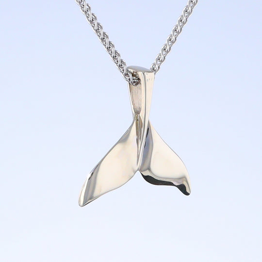 Whale Tail Pendant Natural Opal Single Sided Inlaid Sea Life Pendant