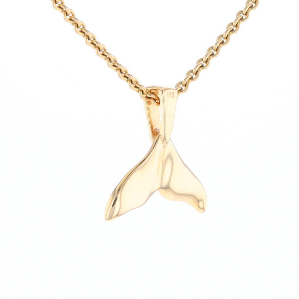 Whale Tail Gold Quartz Single Sided Inlaid Sea Life Pendant