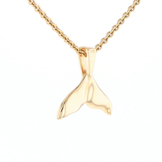 Whale Tail Gold Quartz Single Sided Inlaid Sea Life Pendant