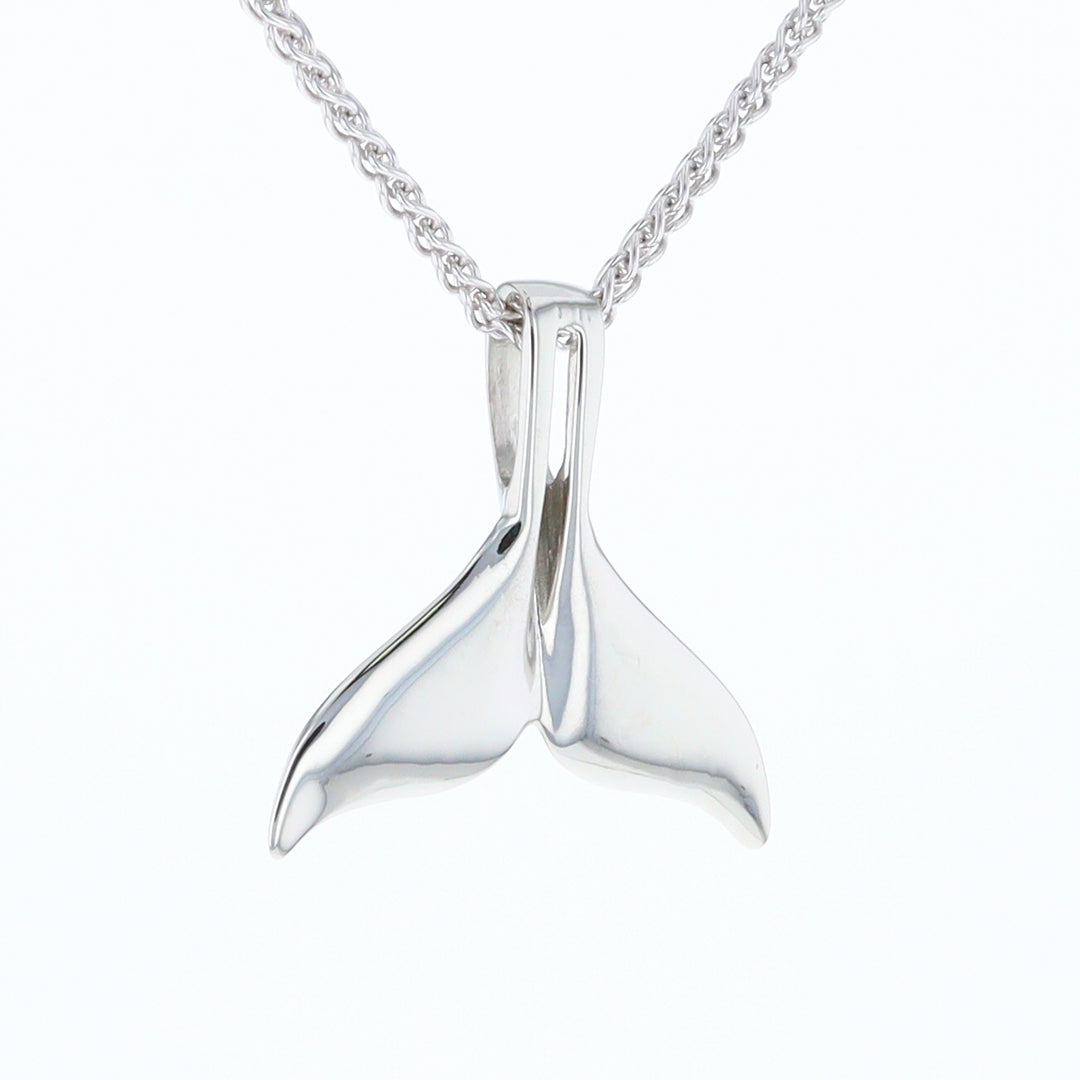 White Gold Whale Tail Pendant Natural Nuggets Double Inlaid Sea Life Pendant