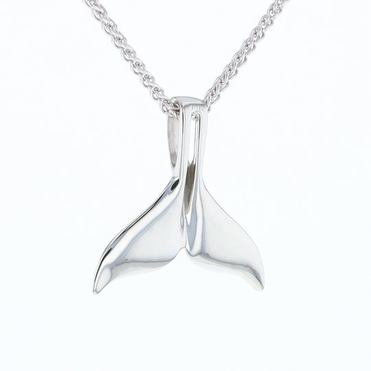 White Gold Whale Tail Pendant Natural Nuggets Double Inlaid Sea Life Pendant