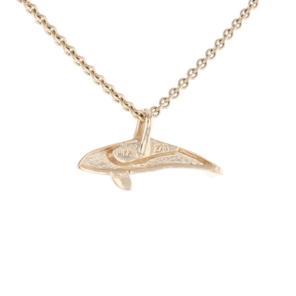 Gold Quartz Necklace Orca Killer Whale Inlaid Sea Life Pendant
