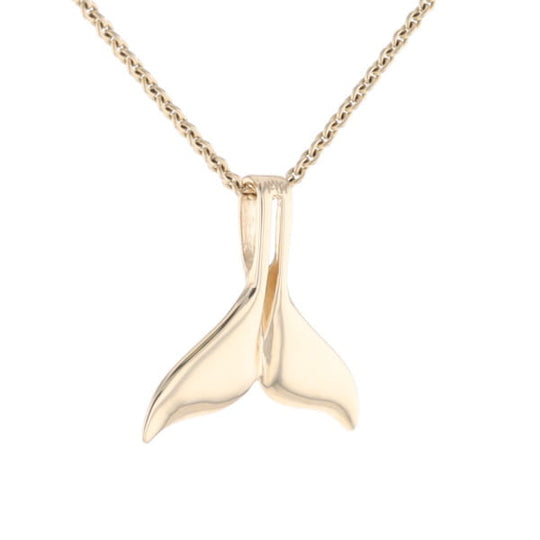 Whale Tail Necklaces Natural Gold Quartz Double Sided Inlaid Pendant