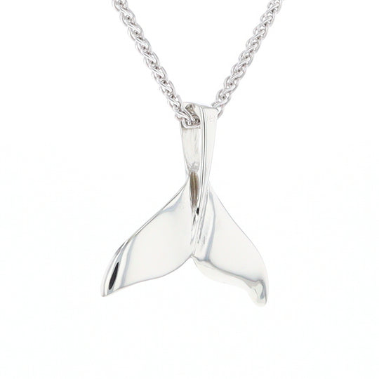 Whale Tail Natural Nuggets Inlaid Sea Life Medium White Gold Pendant